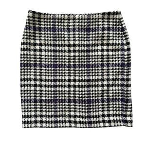 Talbots Wool Blend Pencil Skirt Women's Sz 12 Black White Purple Plaid Preppy